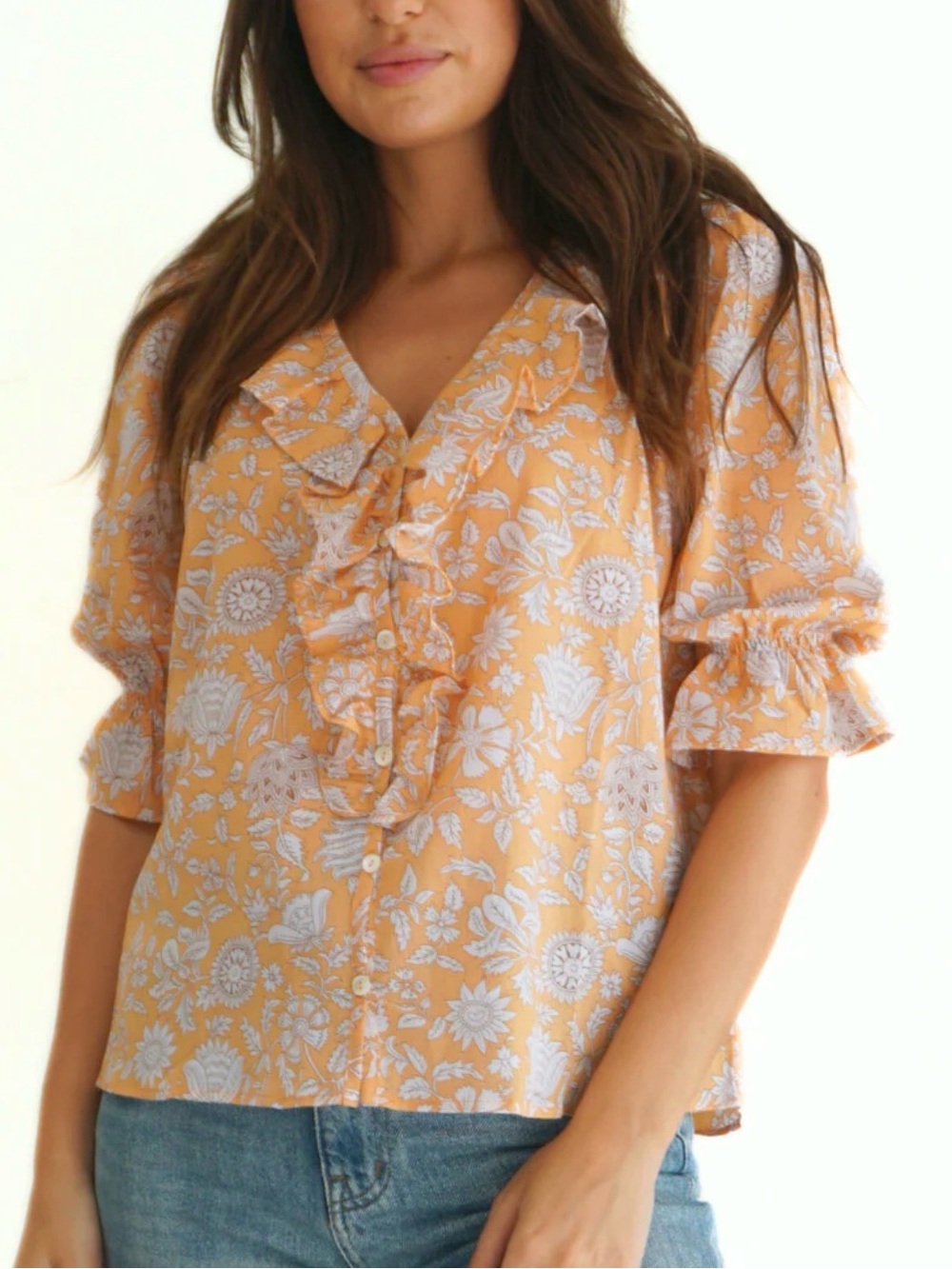 Paneros Chloe Cotton Shirt in Poppy Garden Size Large
